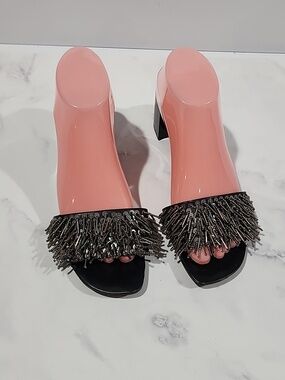 Zara Black Metalic Embellished Women's Chunky  Block Heels